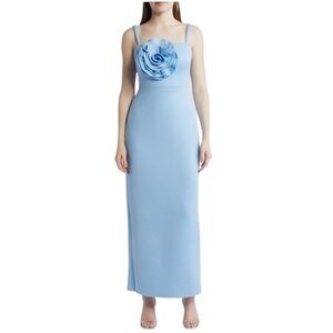 Eliza J Womens Rose Scuba Gown Blue Size 18